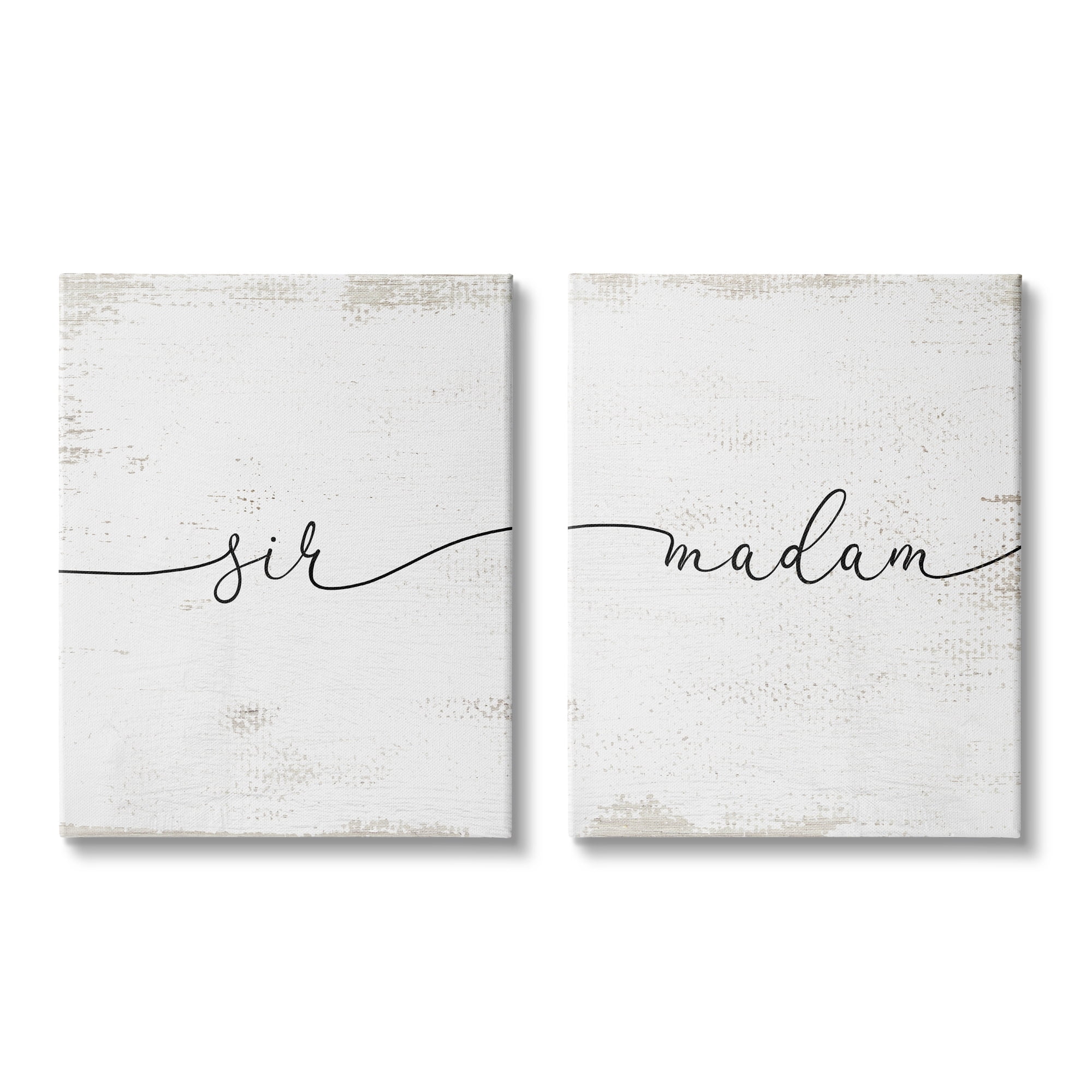 Stupell Industries Charming Madam & Sir Calligraphy Simple Rustic Motif Canvas Wall Art, 24 x 30, Design by Lil' Rue