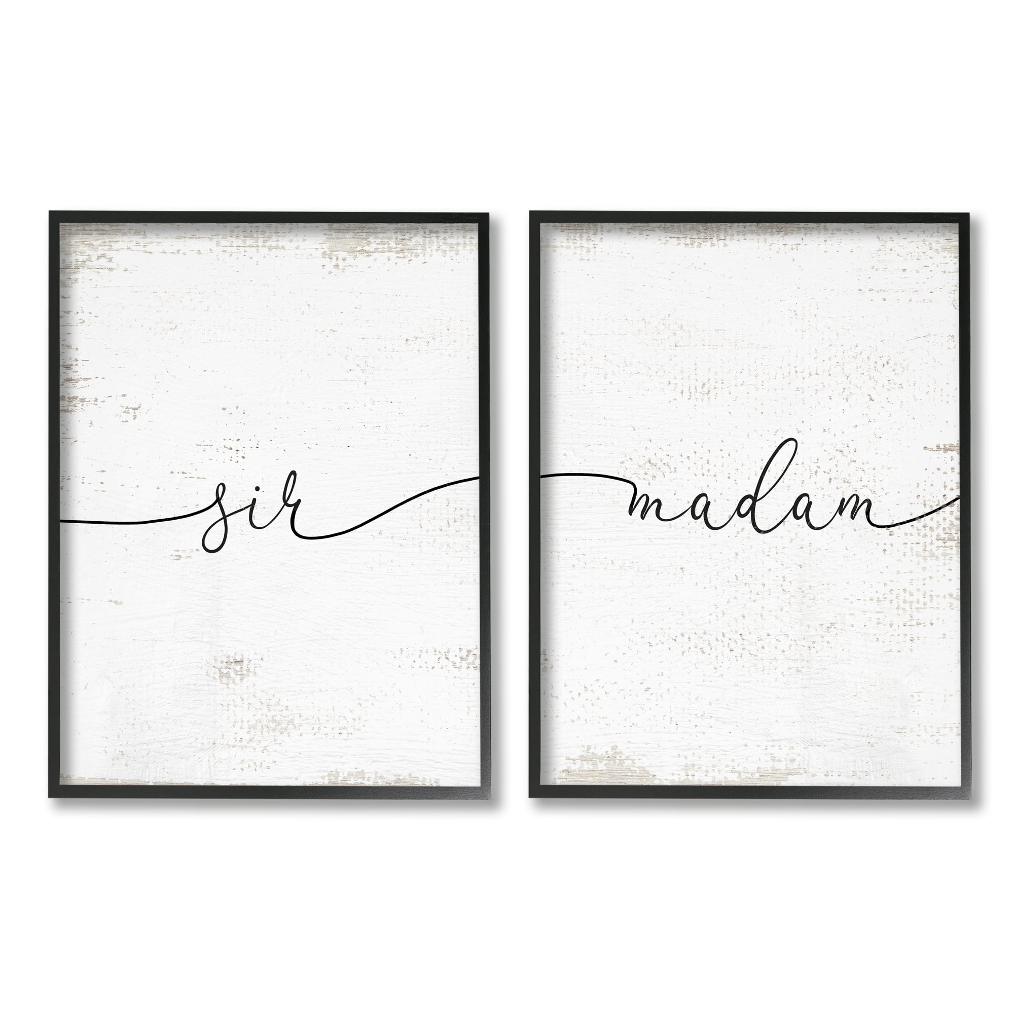 Stupell Industries Charming Madam & Sir Calligraphy Simple Rustic Motif Framed Wall Art, 11 x 14, Design by Lil' Rue