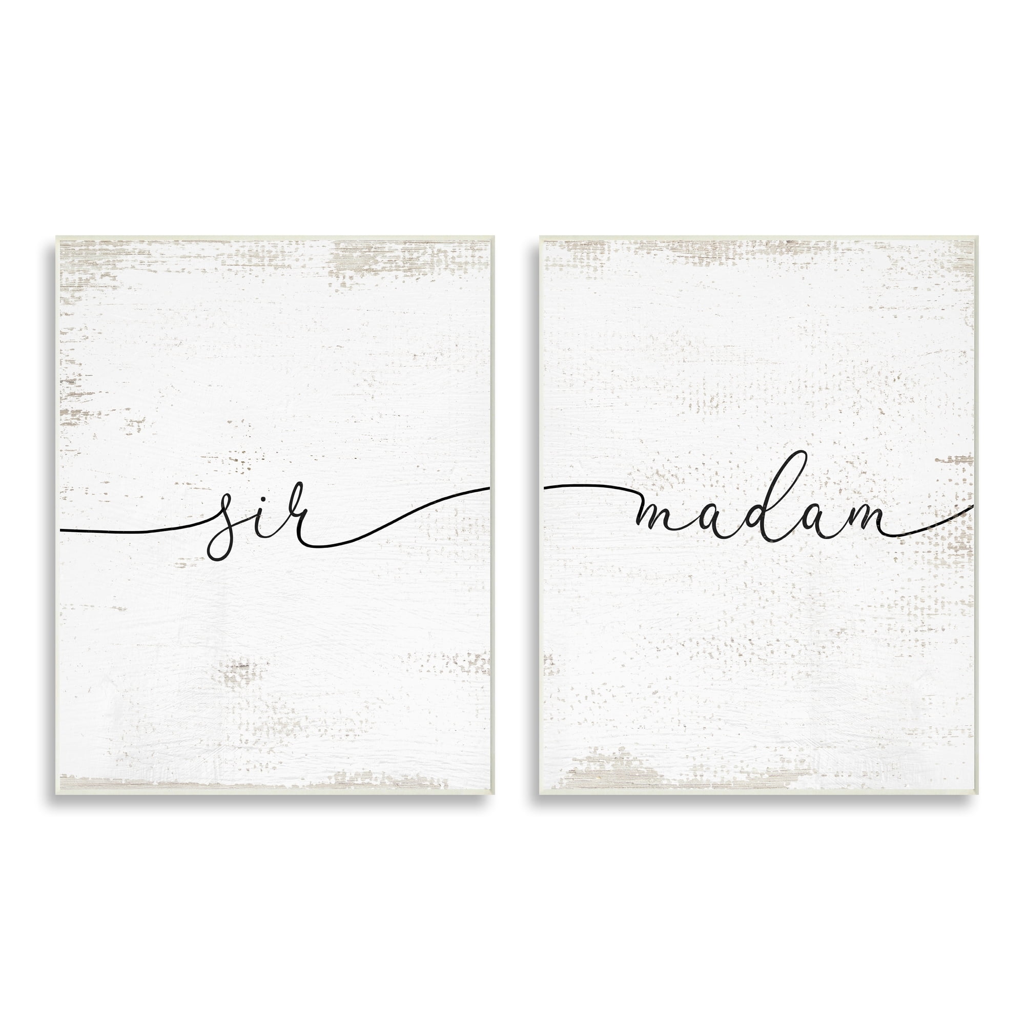 Stupell Industries Charming Madam & Sir Calligraphy Simple Rustic Motif Wood Wall Art, 13 x 19, Design by Lil' Rue