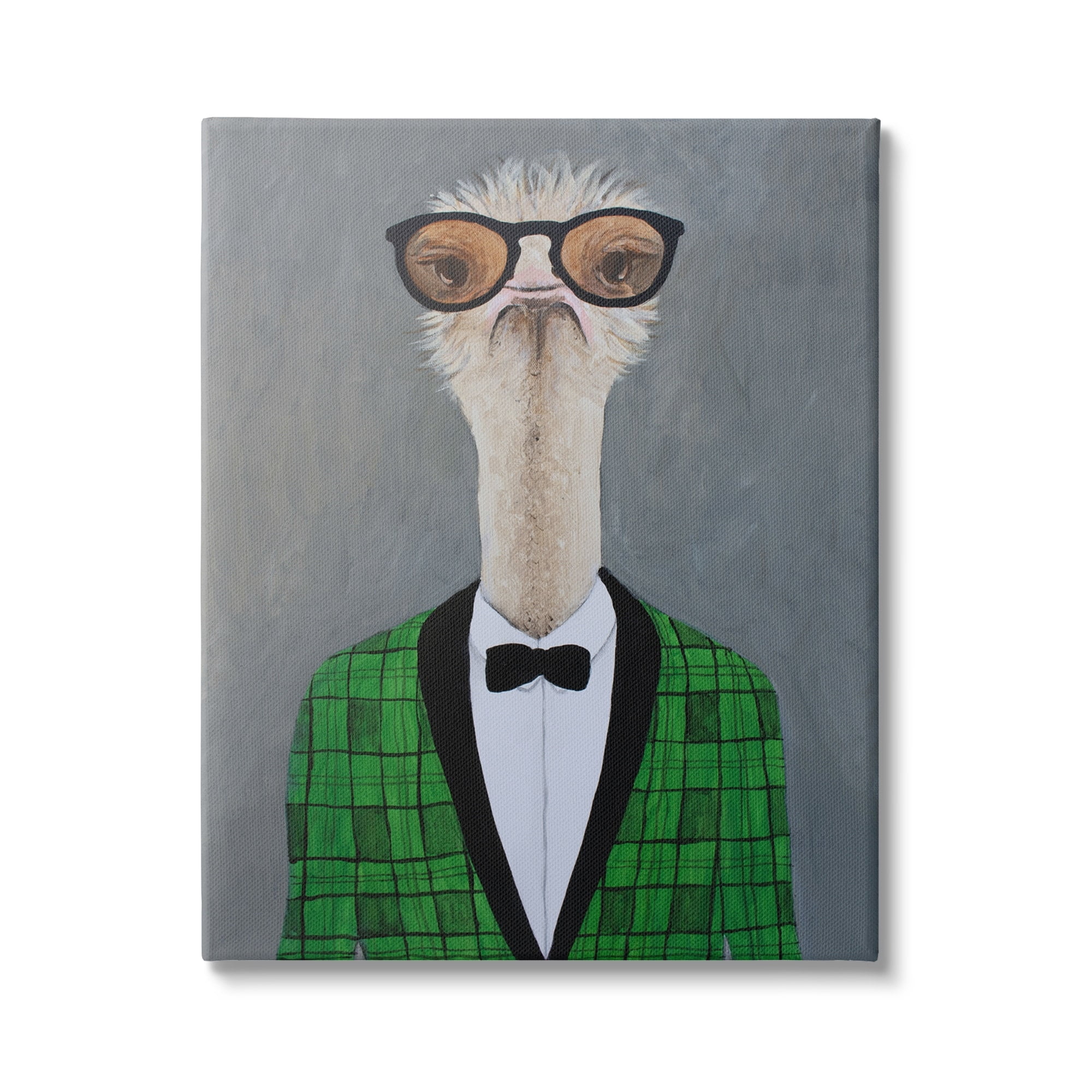 Stupell Industries Charming Ostrich Bird Bowtie Sunglasses Green Cardigan, 16 x 20, Design by Coco de Paris