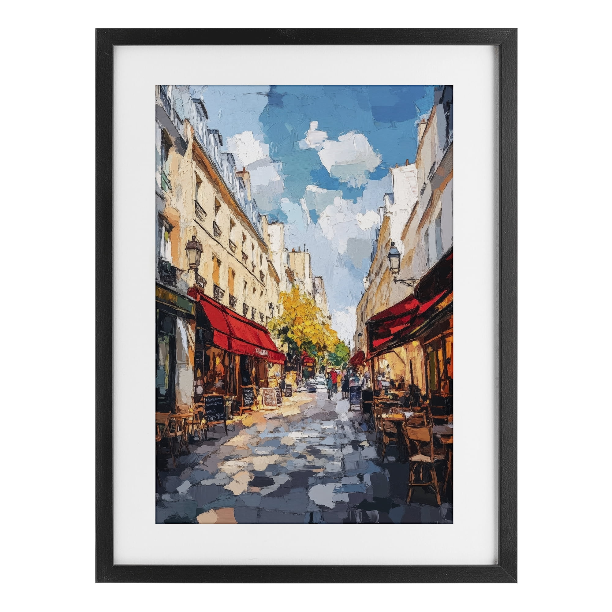Stupell Industries Charming Paris Street Scene Black Framed Print Under Glass, design by Petal Prints Design