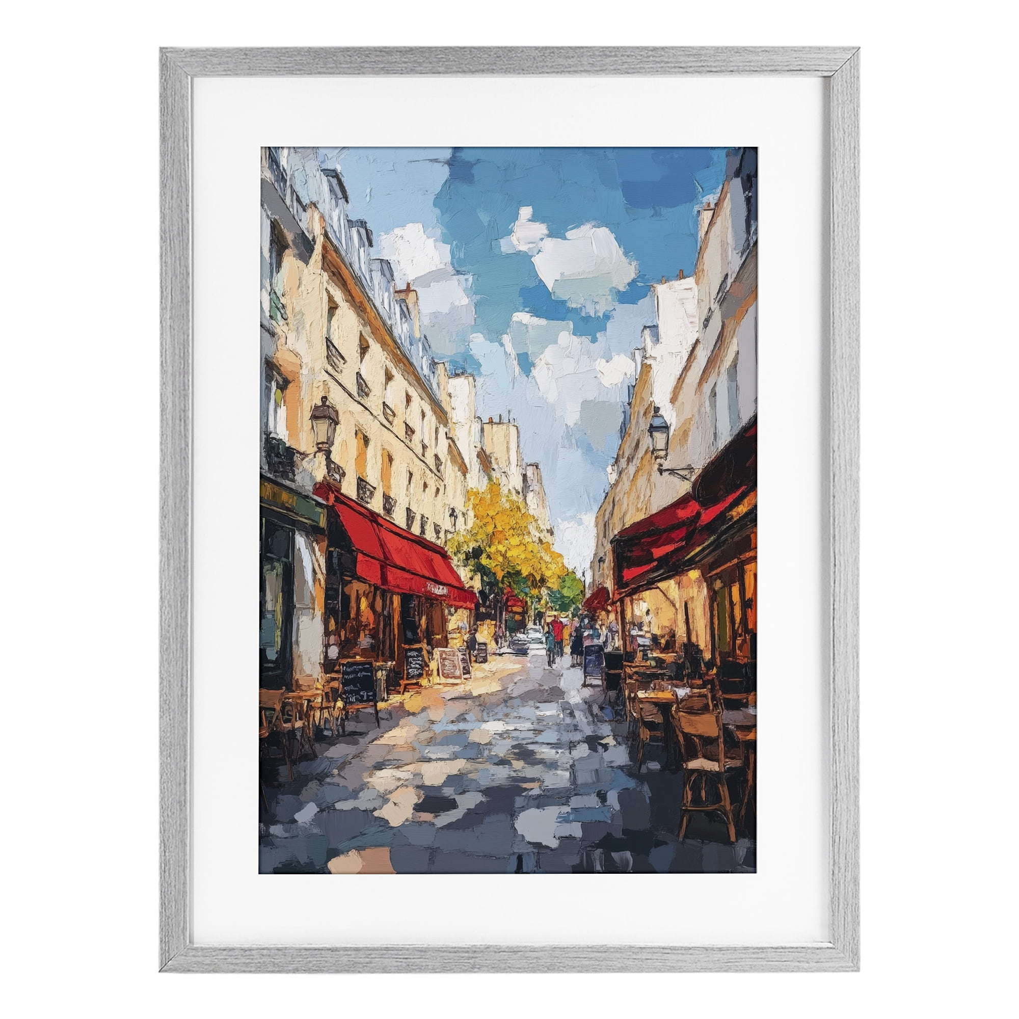 Stupell Industries Charming Paris Street Scene Gray Framed Print Under Glass, design by Petal Prints Design