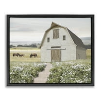Stupell Industries Charming Path to Barn Landscape & Nature Painting Black Floater Framed Canvas Art Print Wall Art, 21 x 17