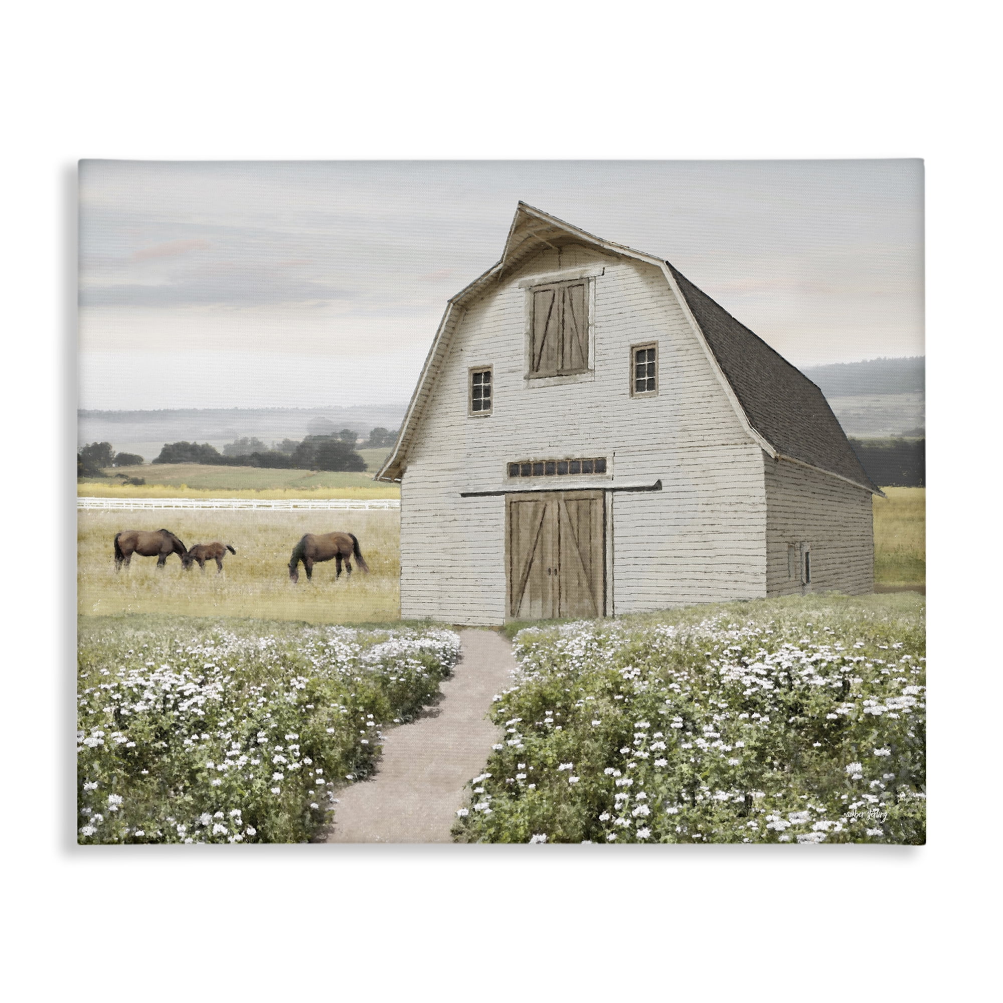 Stupell Industries Charming Path to Barn Landscape & Nature Painting Wrapped Canvas Art Print Wall Art, 30 x 24