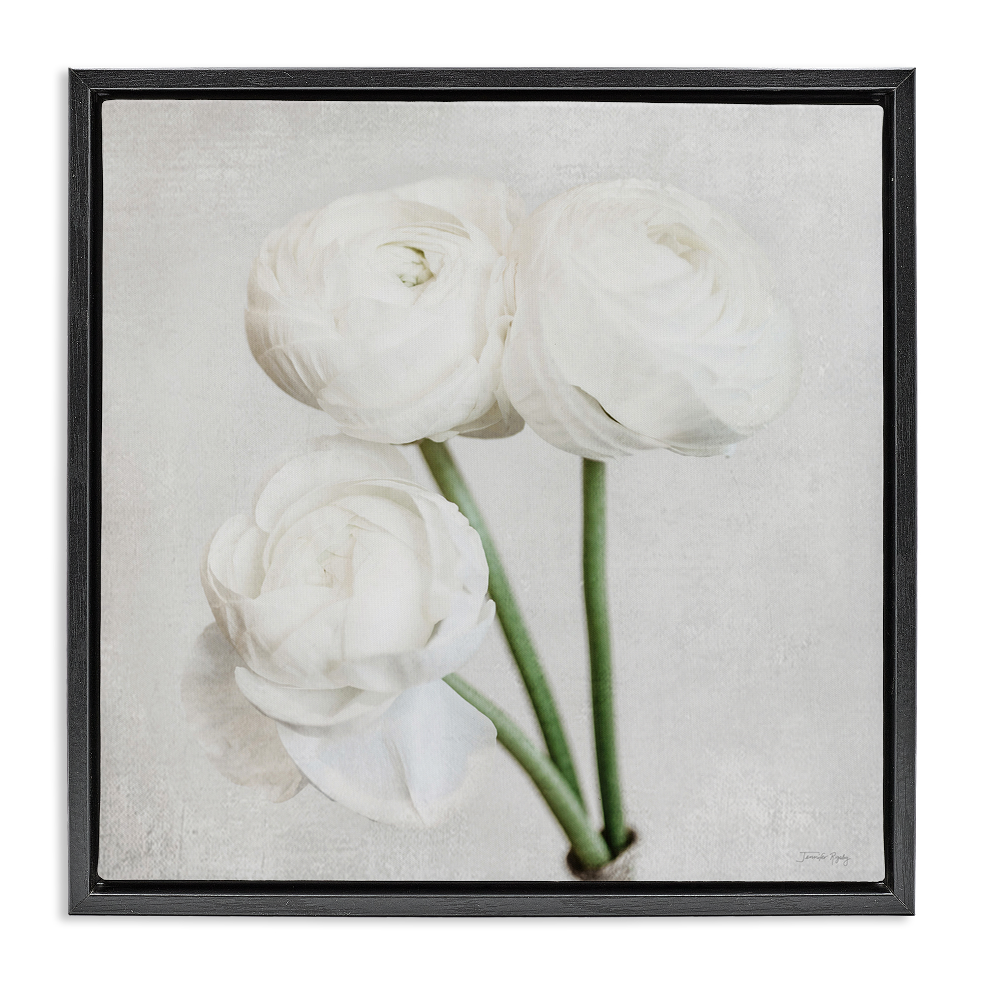 Stupell Industries Charming Peony Trio Botanical & Floral Painting Black Floater Framed Art Print Wall Art, 18 x 18