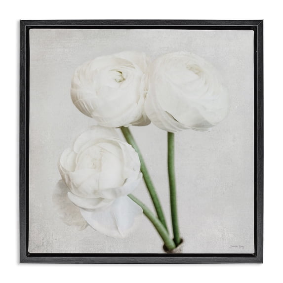 Stupell Industries Traditional Charming Peony Trio Black Floating Frame Canvas Art, 18 x 18, by Jennifer Rigsby