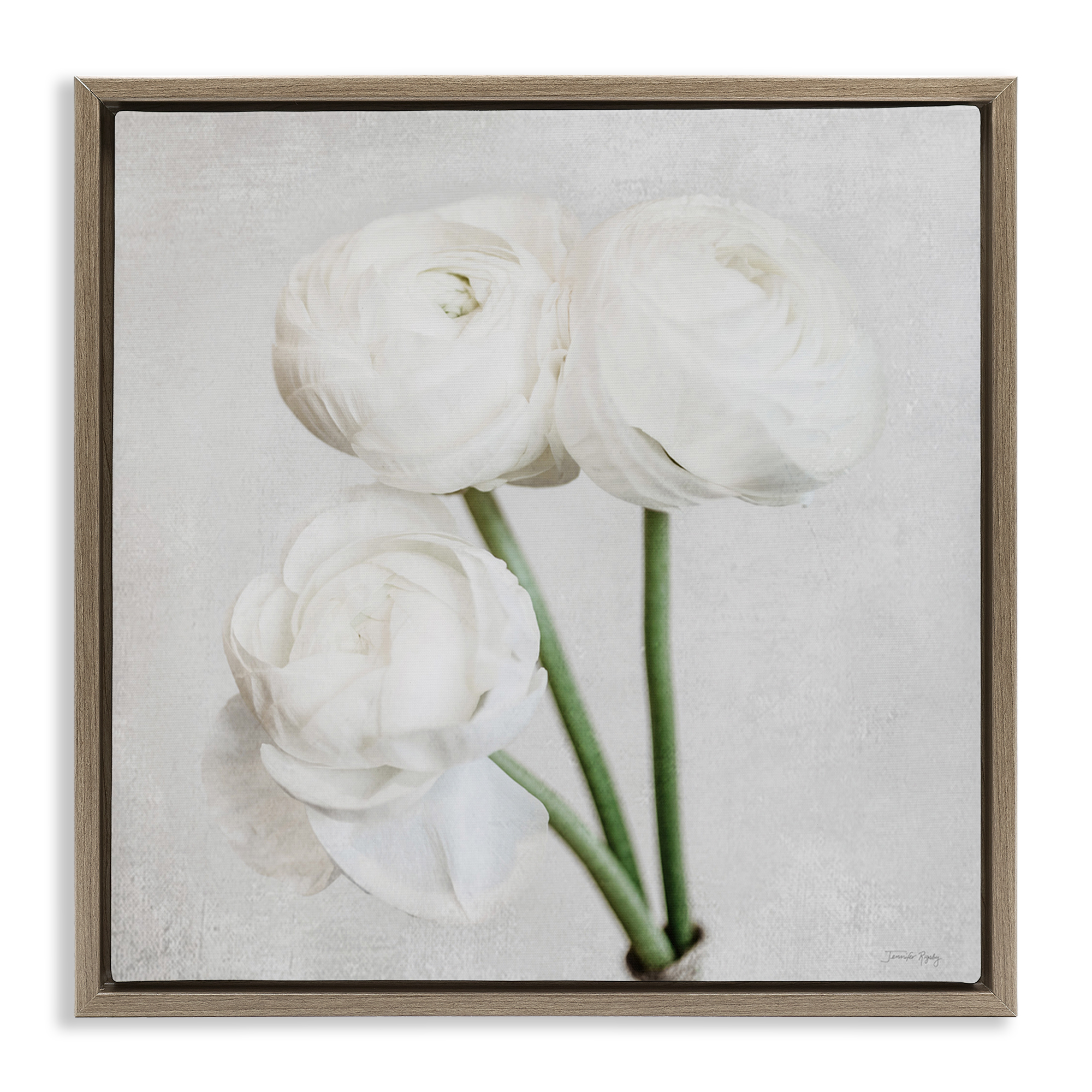 Stupell Industries Charming Peony Trio Botanical & Floral Painting Brown Floater Framed Art Print Wall Art, 18 x 18