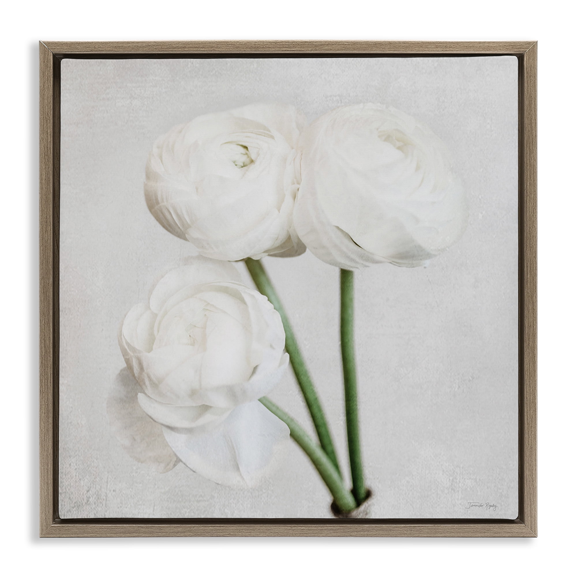 Stupell Industries Charming Peony Trio Botanical & Floral Painting Brown Floater Framed Art Print Wall Art, 25 x 25