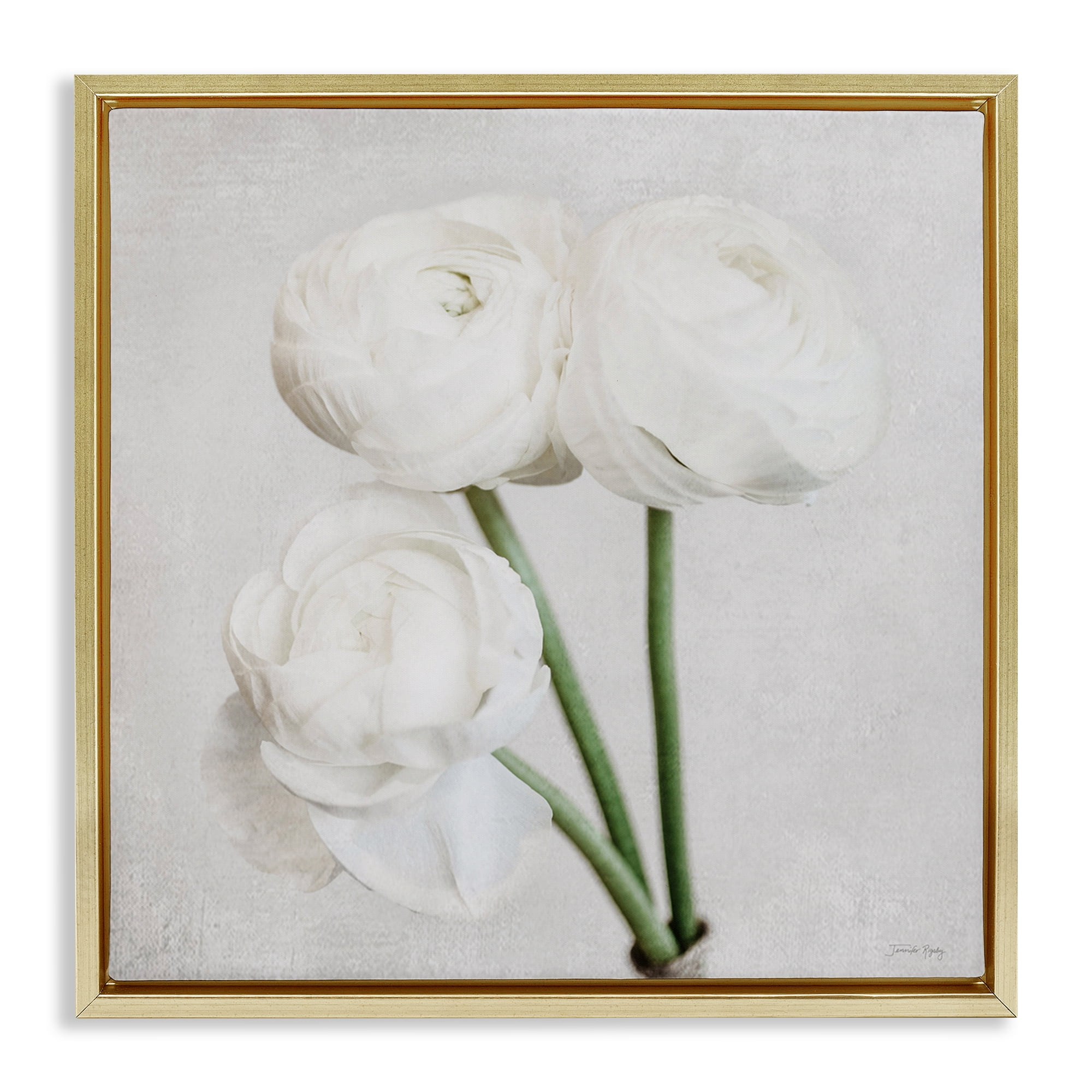 Stupell Industries Charming Peony Trio Botanical & Floral Painting Gold Floater Framed Art Print Wall Art, 25 x 25