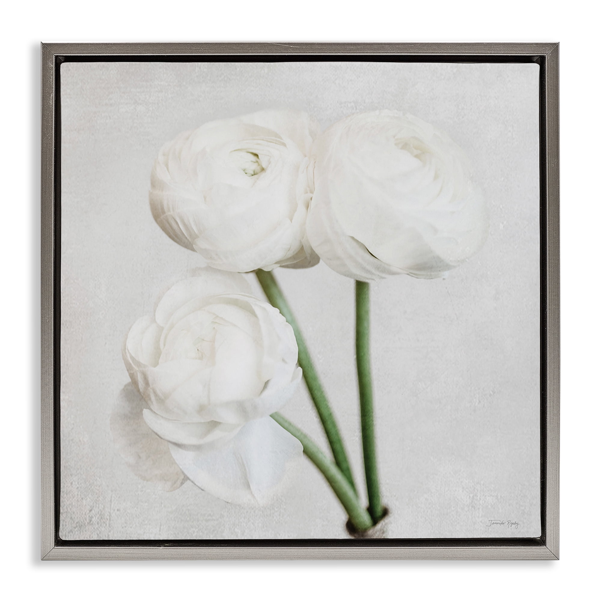 Stupell Industries Charming Peony Trio Botanical & Floral Painting Gray Floater Framed Art Print Wall Art, 25 x 25