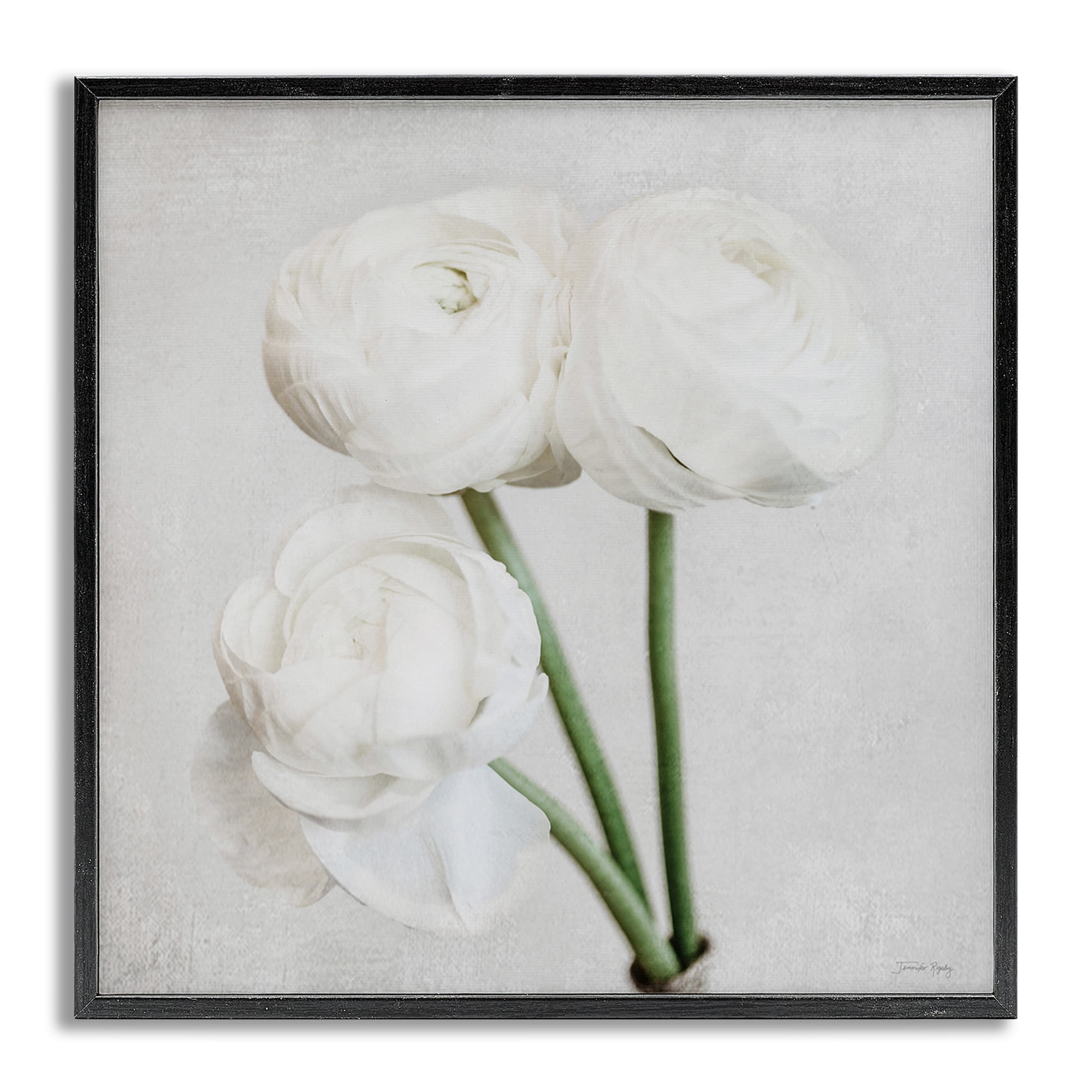 Stupell Industries Charming Peony Trio Botanical & Floral Painting Gray Framed Art Print Wall Art, 17 x 17