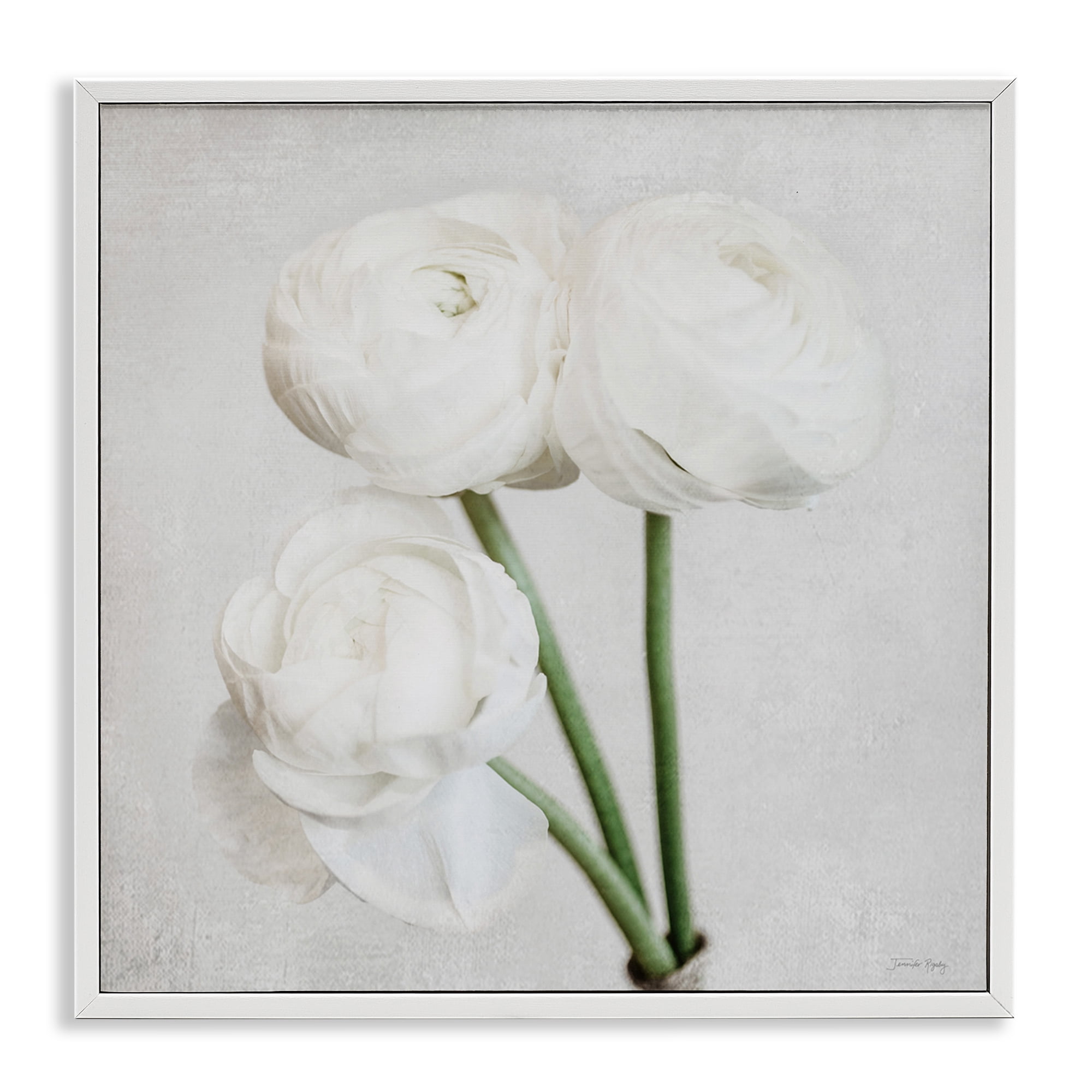 Stupell Industries Charming Peony Trio Botanical & Floral Painting White Framed Art Print Wall Art, 12 x 12