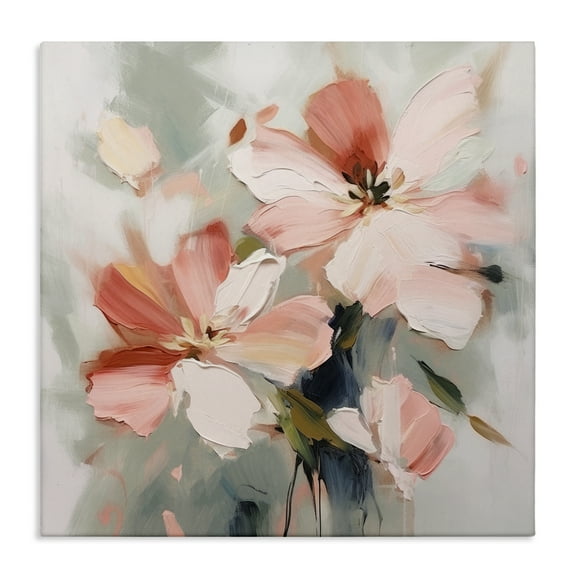 Stupell Industries Charming Pink Blossoms Plants & Flowers Painting Wrapped Canvas Art Print Wall Art, 17 x 17