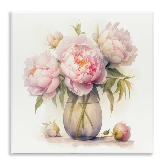 Stupell Industries Charming Pink Peonies Plants & Flowers Painting Unframed Art Print Wall Art, 12 x 12
