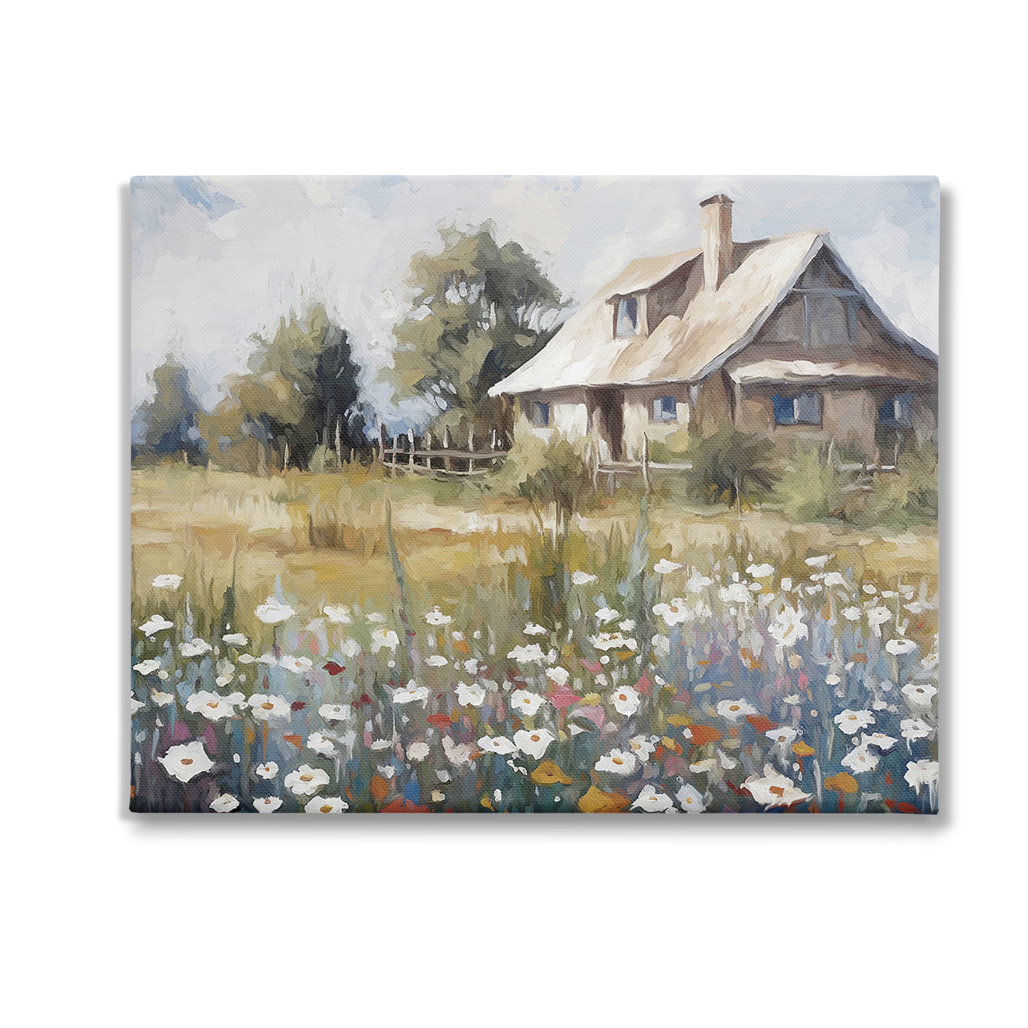 Stupell Industries Charming Prairie Cottage Landscape Painting Gallery Wrapped Canvas Art Print Wall Art, 20 x 16
