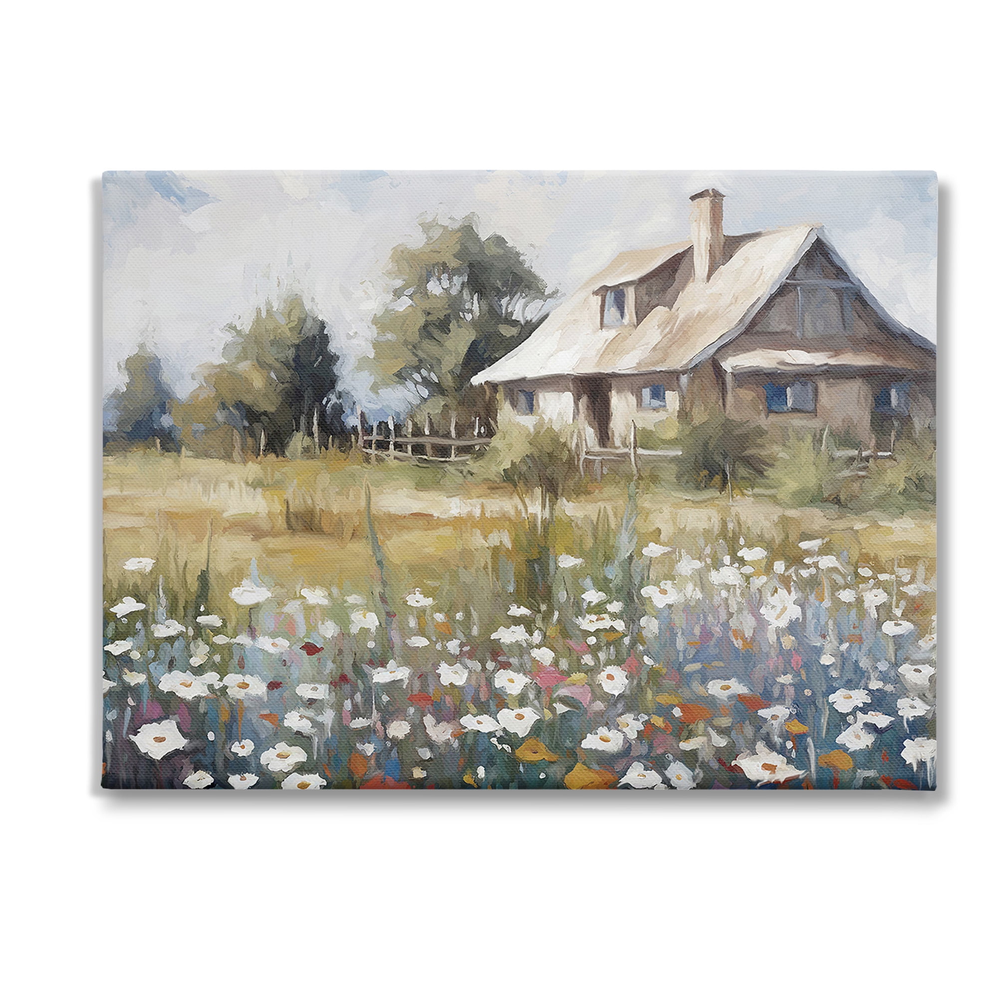 Stupell Industries Charming Prairie Cottage Landscape Painting Gallery Wrapped Canvas Art Print Wall Art, 40 x 30