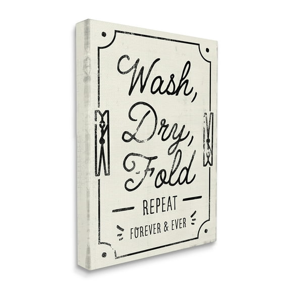 Stupell Industries Charming Retro Laundry Wash Dry Fold Repeat Canvas Wall Art by Victoria Barnes