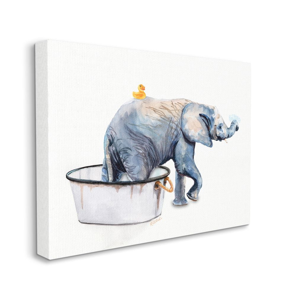 Stupell Industries Charming Rustic Elephant In Bubble Bath Painting Designed by Jennifer Redstreake