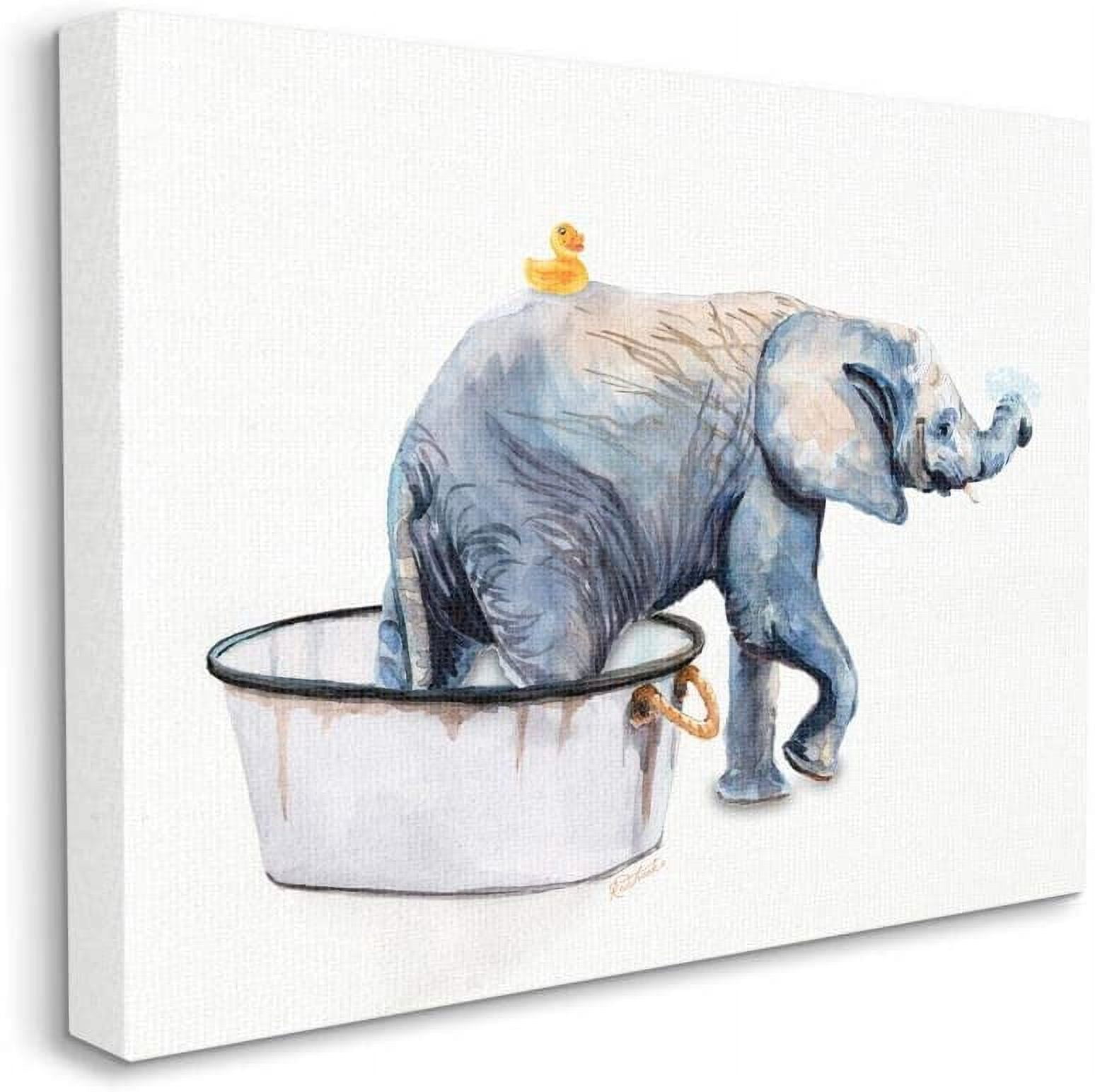 Stupell Industries Charming Rustic Elephant In Bubble Bath Painting Gallery-Wrapped Canvas Print Wall Art, 24x30, by Jennifer Redstreake