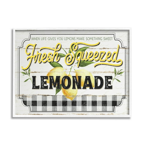 Stupell Industries Charming Rustic Fresh Squeezed Lemonade Sign Graphic Art White Framed Art Print Wall Art, 11x14, by Jennifer Pugh