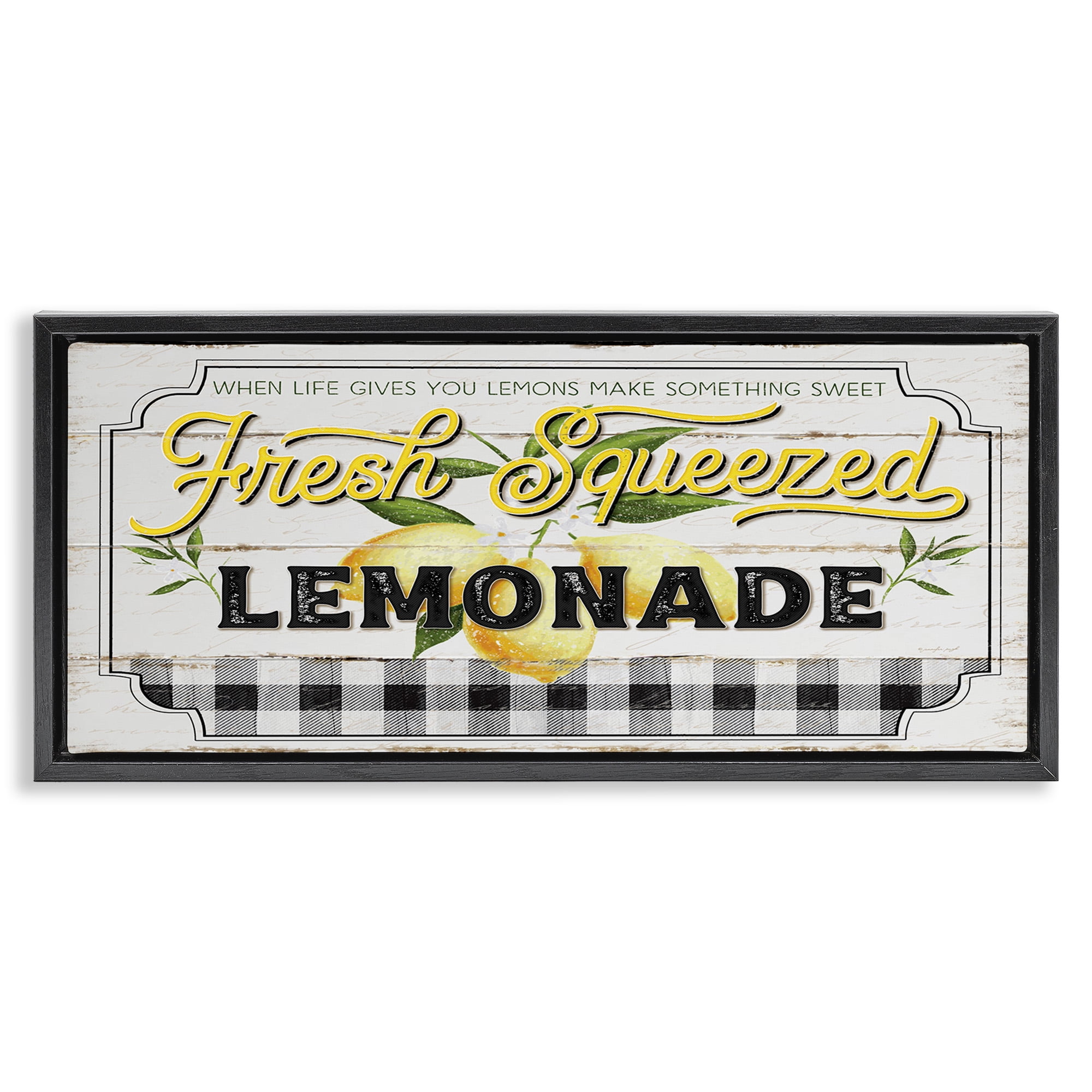Stupell Industries Charming Rustic Lemonade Typography Painting Black Floater Framed Canvas Art Print Wall Art, 31 x 25