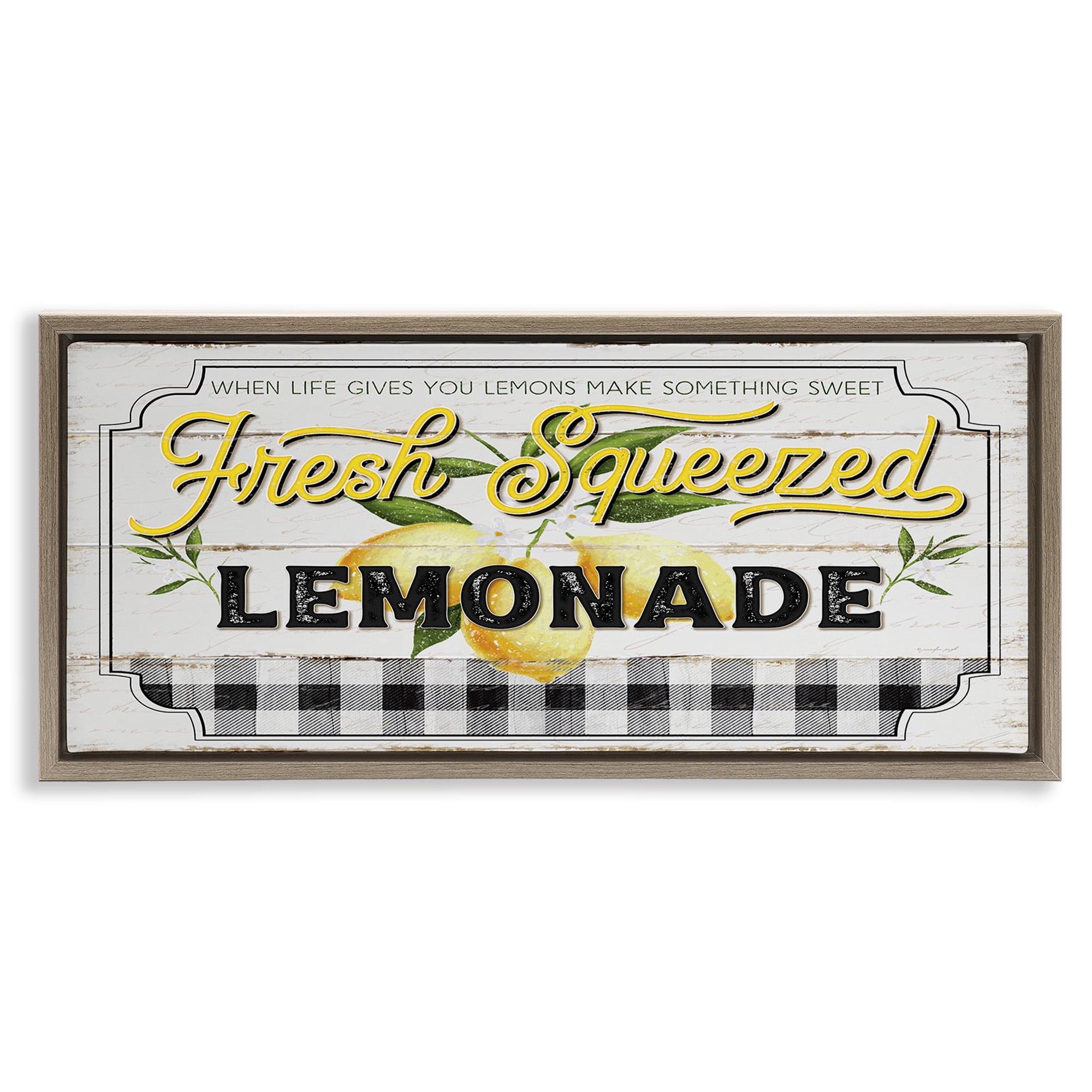 Stupell Industries Charming Rustic Lemonade Typography Painting Brown Floater Framed Canvas Art Print Wall Art, 21 x 17