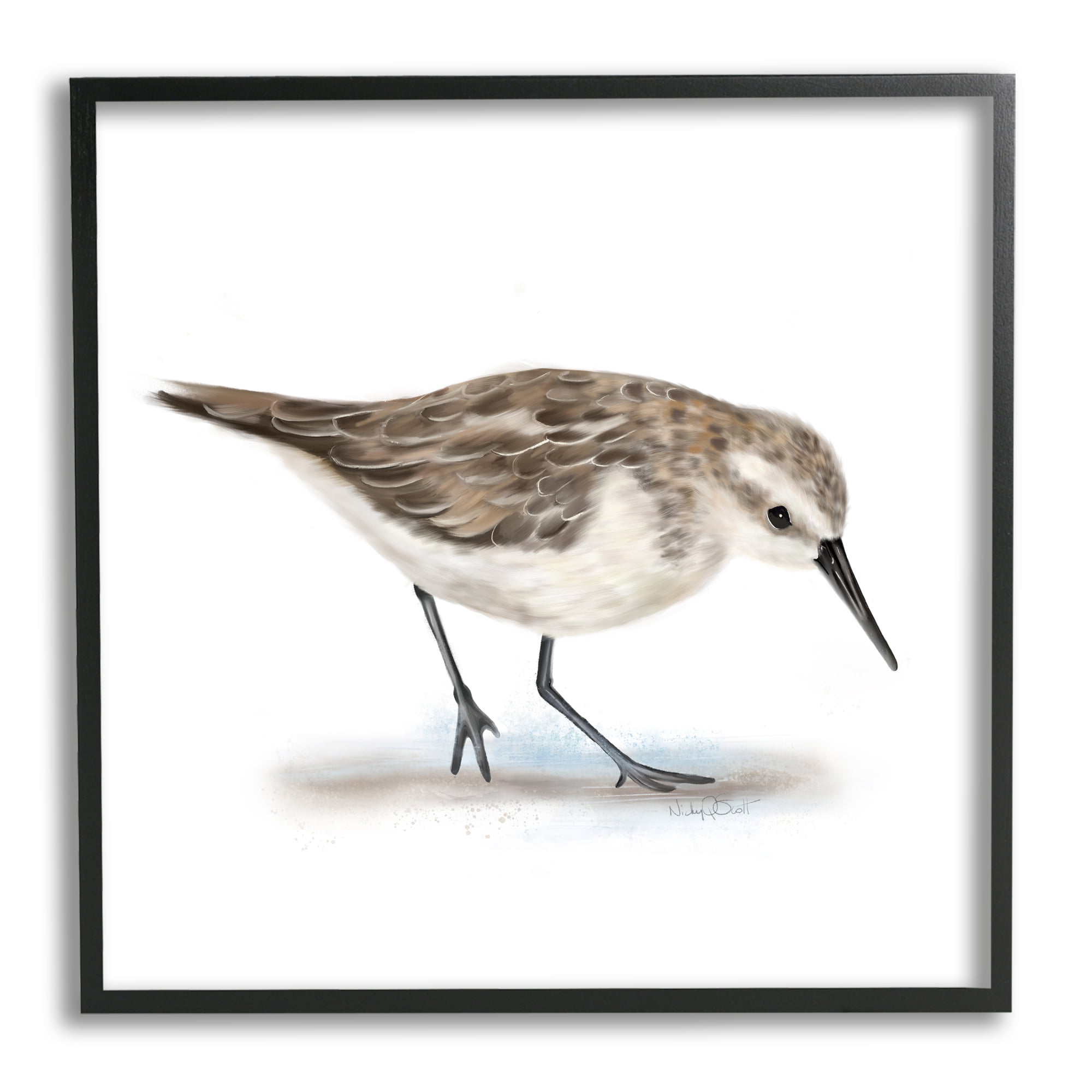 Stupell Industries Charming Sandpiper on Soft Sand Brown Nautical Bird, 12 x 12, Designed by Studio Q