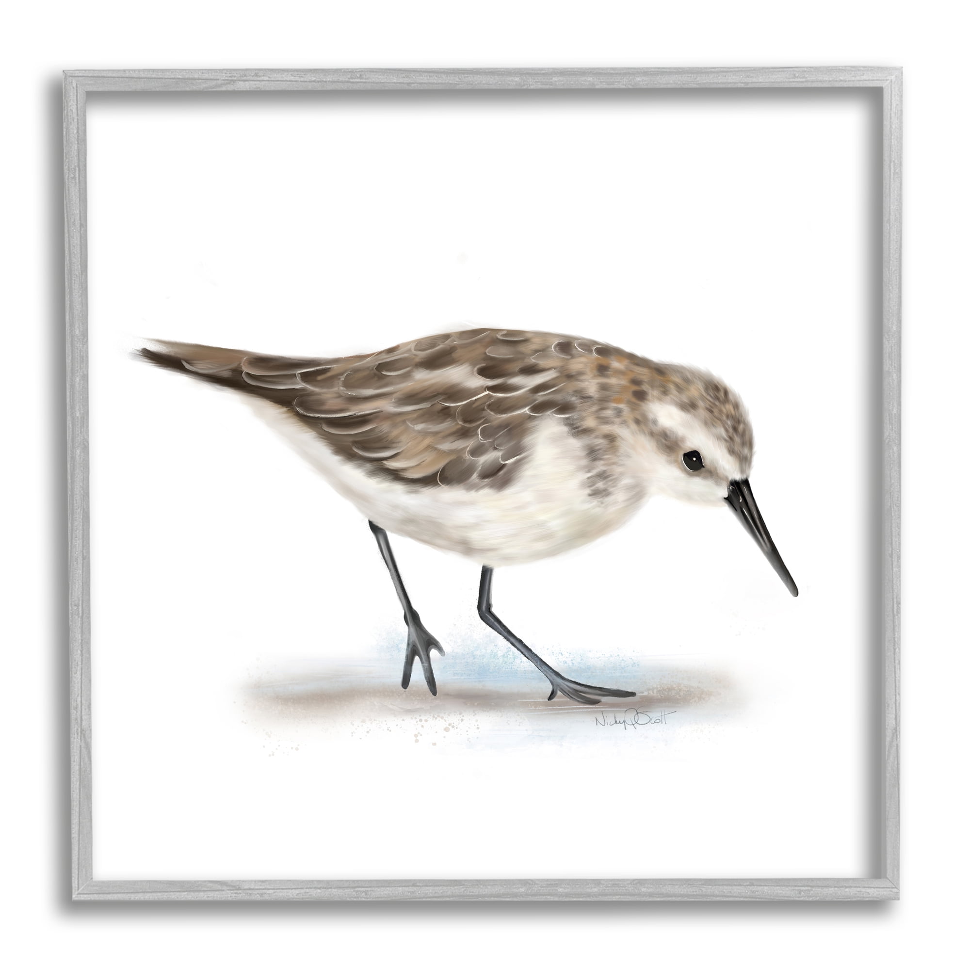 Stupell Industries Charming Sandpiper on Soft Sand Brown Nautical Bird, 24 x 24, Designed by Studio Q