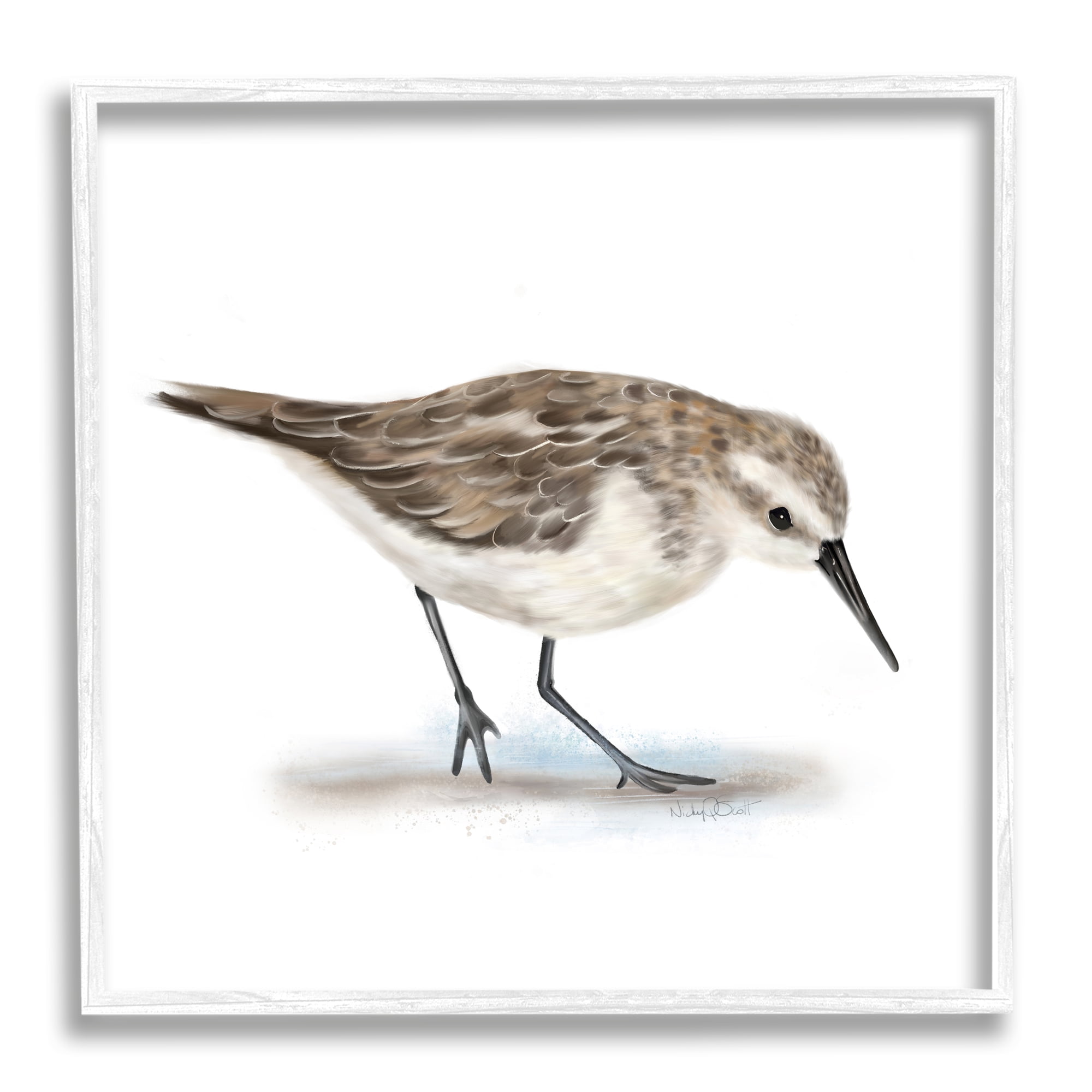 Stupell Industries Charming Sandpiper on Soft Sand Brown Nautical Bird, 24 x 24, Designed by Studio Q