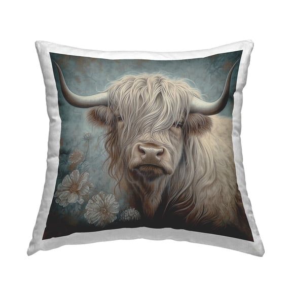 Stupell Industries Charming Shaggy Cattle Decorative Printed Throw Pillow, 18 x 18