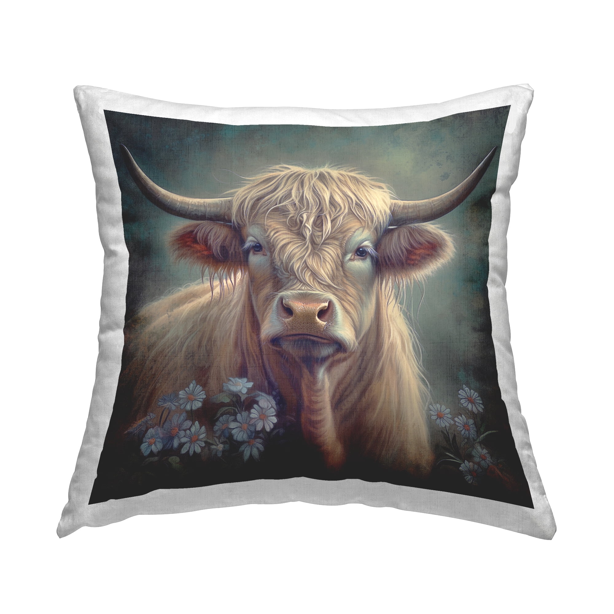 Stupell Industries Charming Shaggy Cow Decorative Printed Throw Pillow, 18 x 18