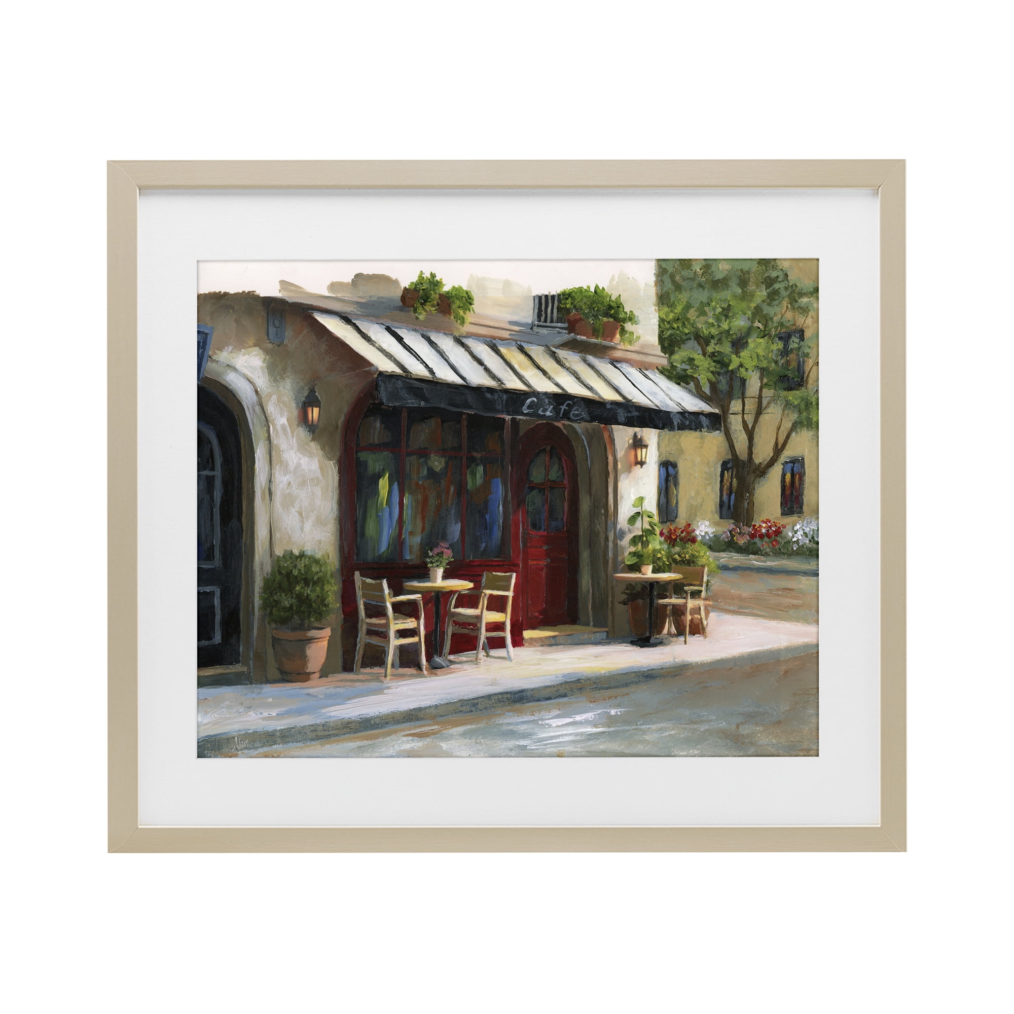 Stupell Industries Charming Sidewalk Cafe Tables Birch Framed Print Under Glass, design by Nan