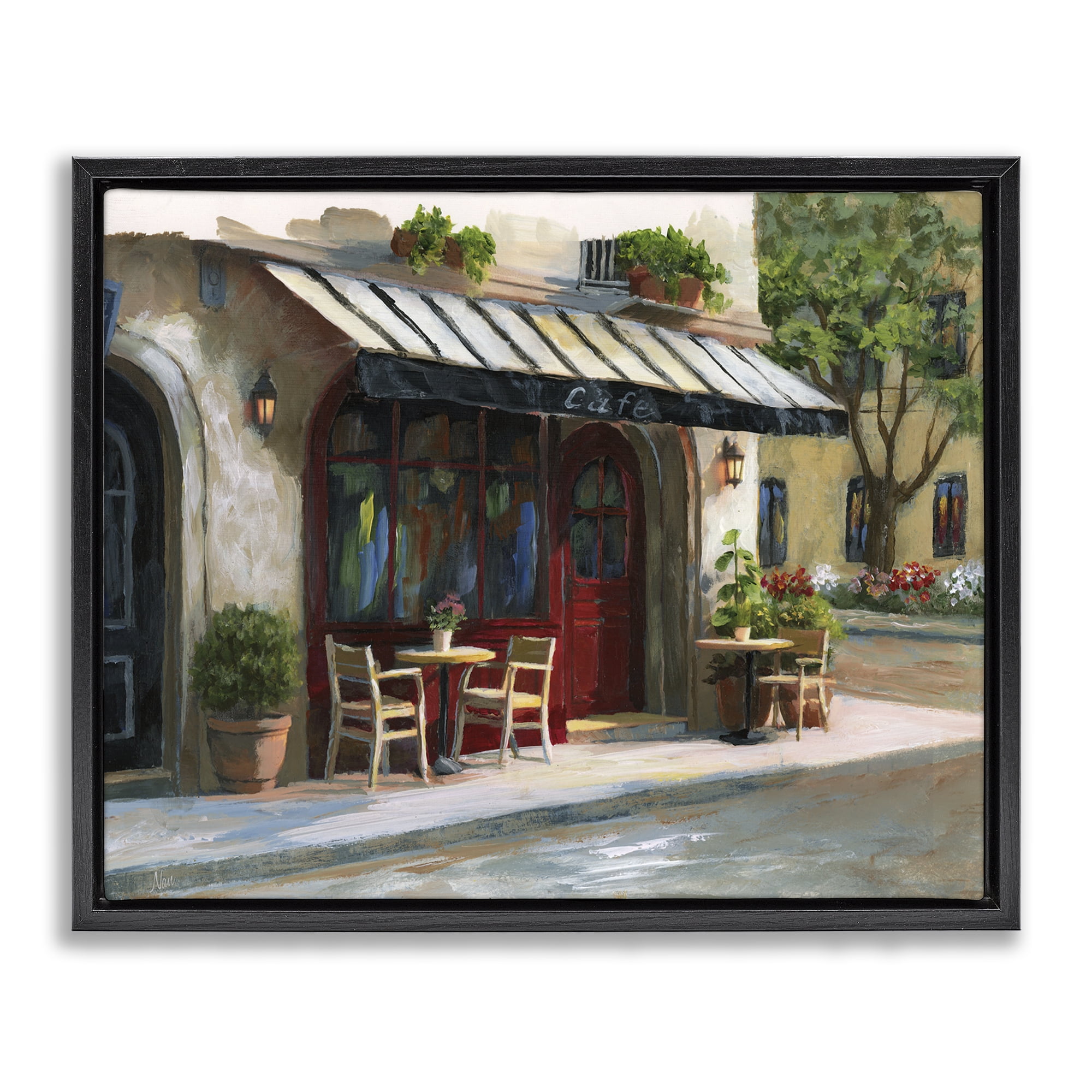 Stupell Industries Charming Sidewalk Cafe Tables Black Framed Floater Canvas Wall Art, design by Nan