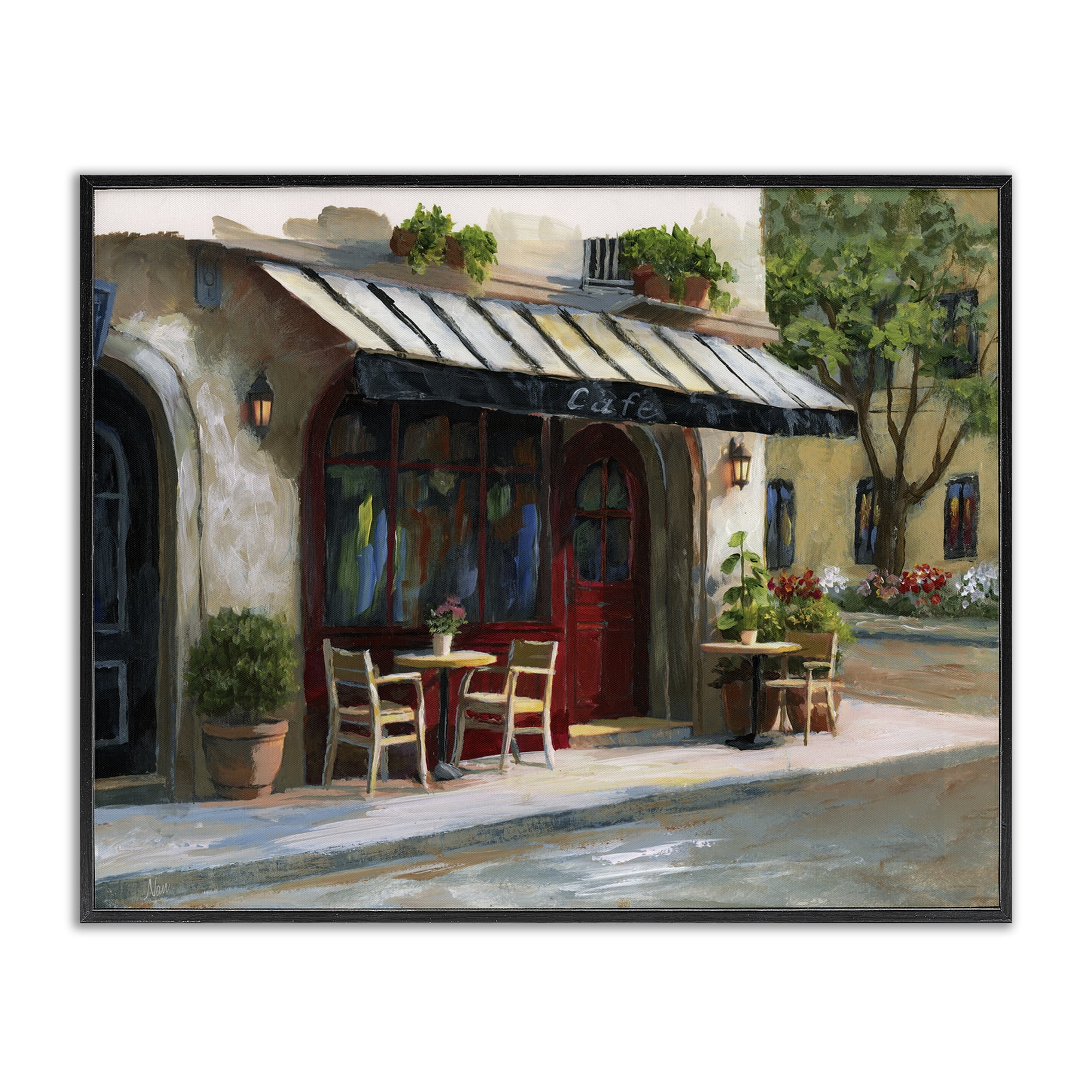 Stupell Industries Charming Sidewalk Cafe Tables Black Framed Giclee Art, design by Nan