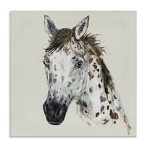 Stupell Industries Charming Spotted Horse Animals Painting Wrapped Canvas Art Print Wall Art, 17 x 17