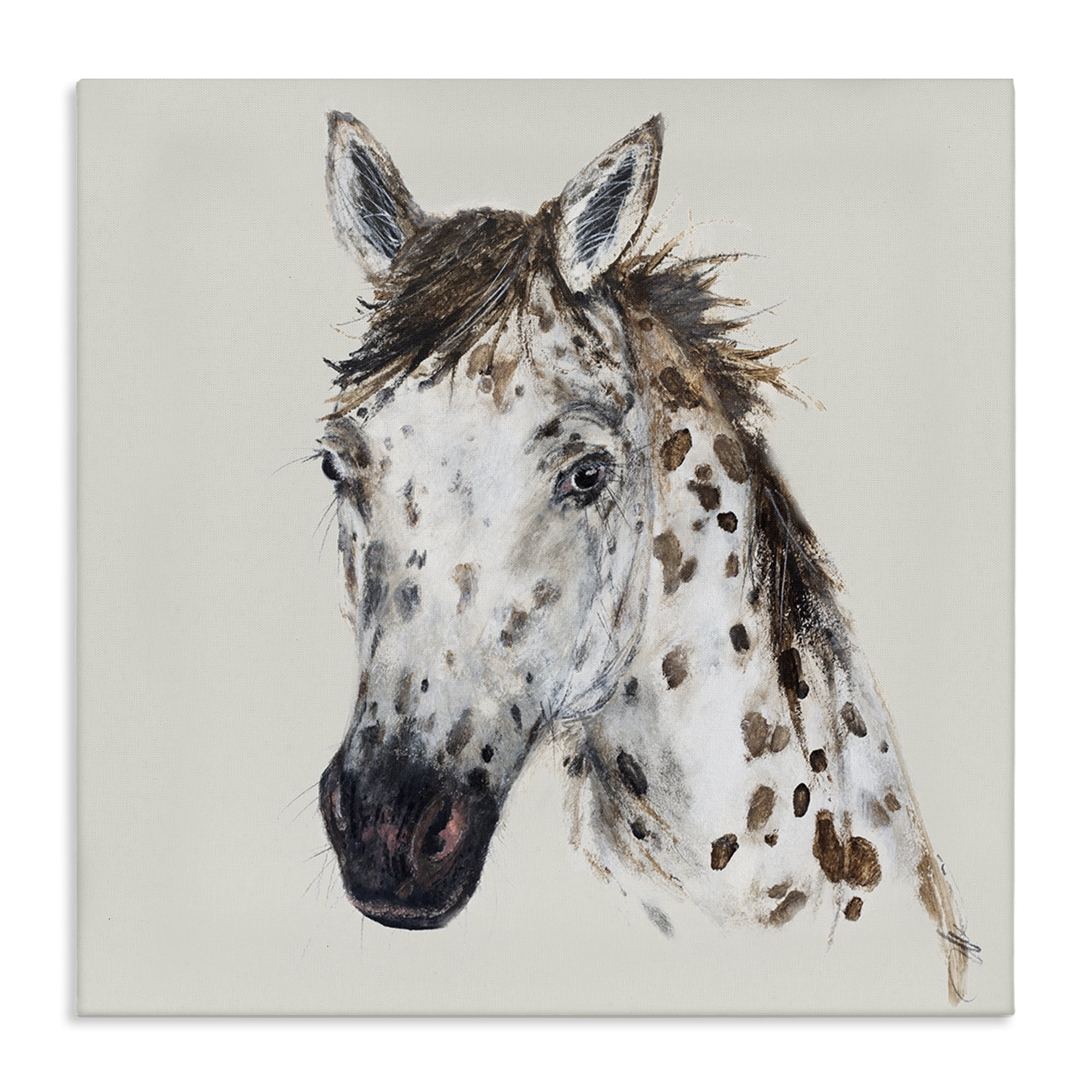 Stupell Industries Charming Spotted Horse Animals Painting Wrapped Canvas Art Print Wall Art, 30 x 30