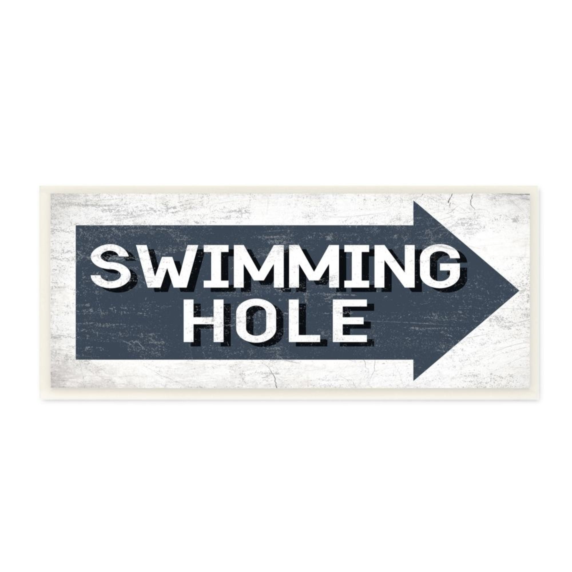Stupell Industries Charming Swimming Hole Sign Blue Arrow Design by Daphne Polselli