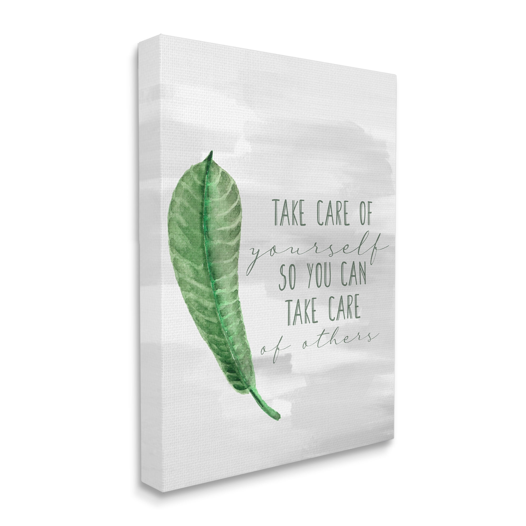 Stupell Industries Charming Take Care of Yourself Phrase Green Leaf Canvas Wall Art by Kim Allen