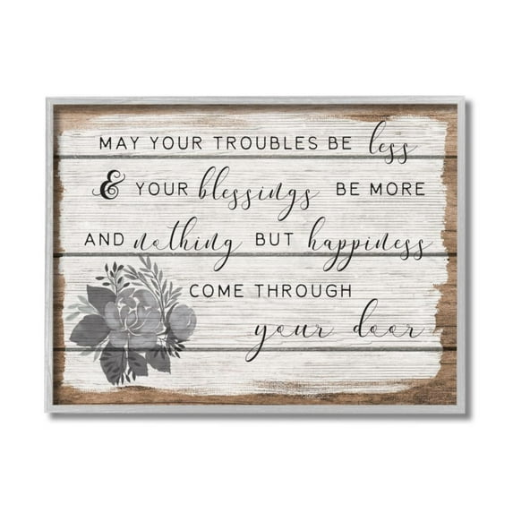 Stupell Industries Charming Troubles Be Less Phrase Country Floral Detail Design by Daphne Polselli