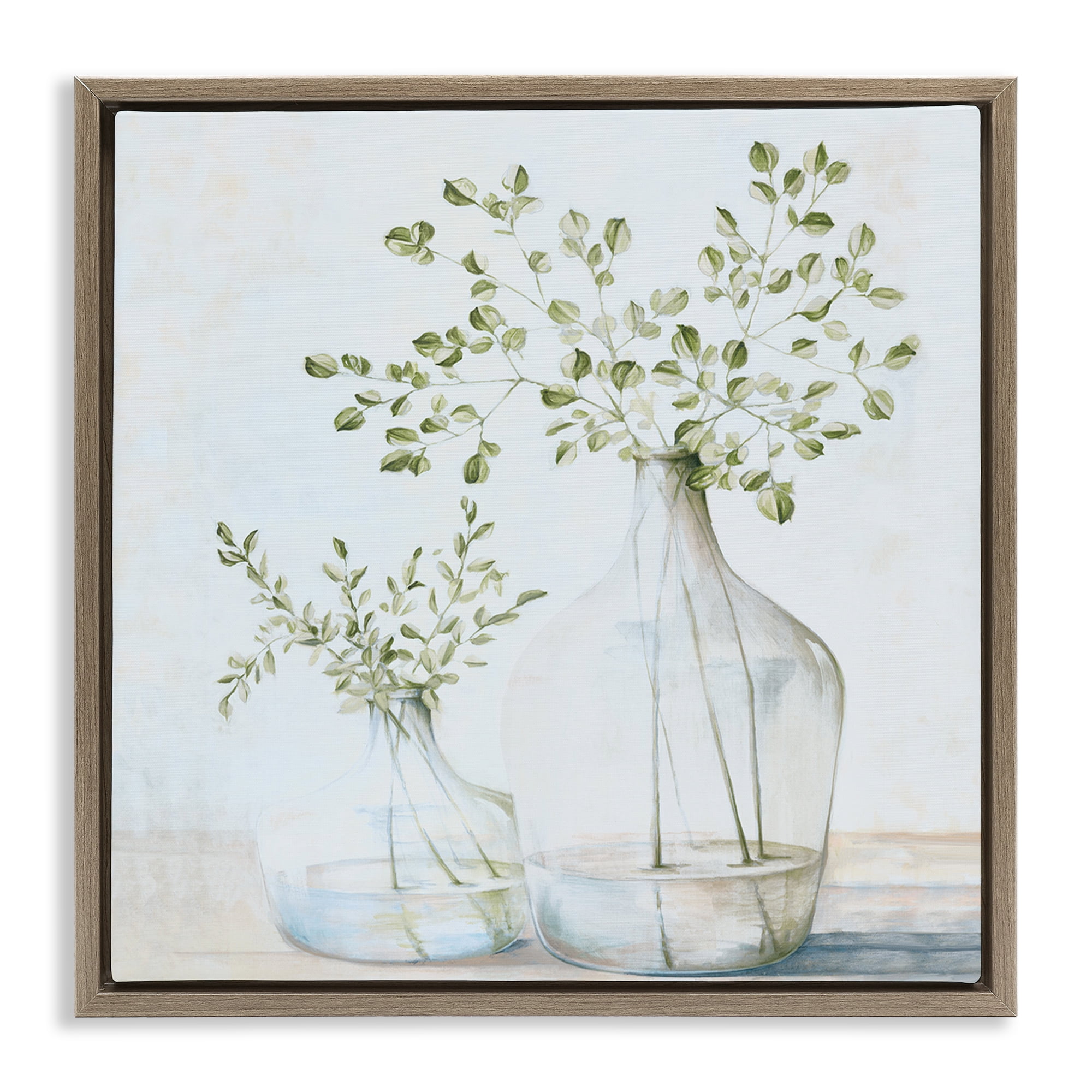 Stupell Industries Charming Vase Still Life Botanical & Floral Painting Brown Floater Framed Art Print Wall Art, 25 x 25
