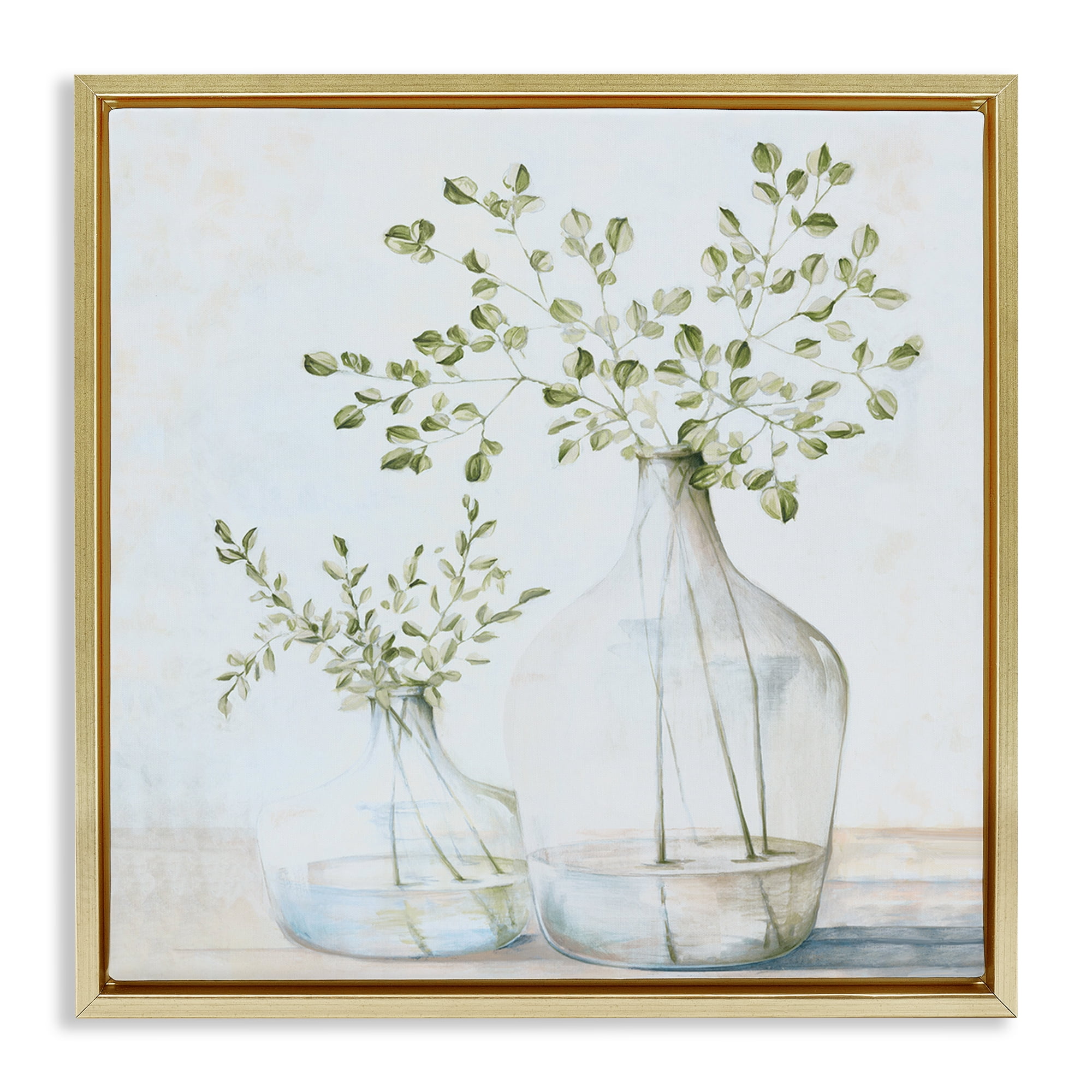 Stupell Industries Charming Vase Still Life Botanical & Floral Painting Gold Floater Framed Art Print Wall Art, 25 x 25