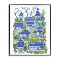 Stupell Industries Charming Village Buildings Architecture Painting Black Framed Art Print Wall Art, 11 x 14