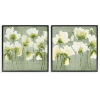 Stupell Industries Charming White Blooms Floral Painting Black Framed Art Print Wall Art, 12 x 12, Set of 2