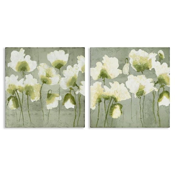 Stupell Industries Charming White Blooms Floral Painting Wrapped Canvas Canvas Art Print Wall Art, 24 x 24, Set of 2