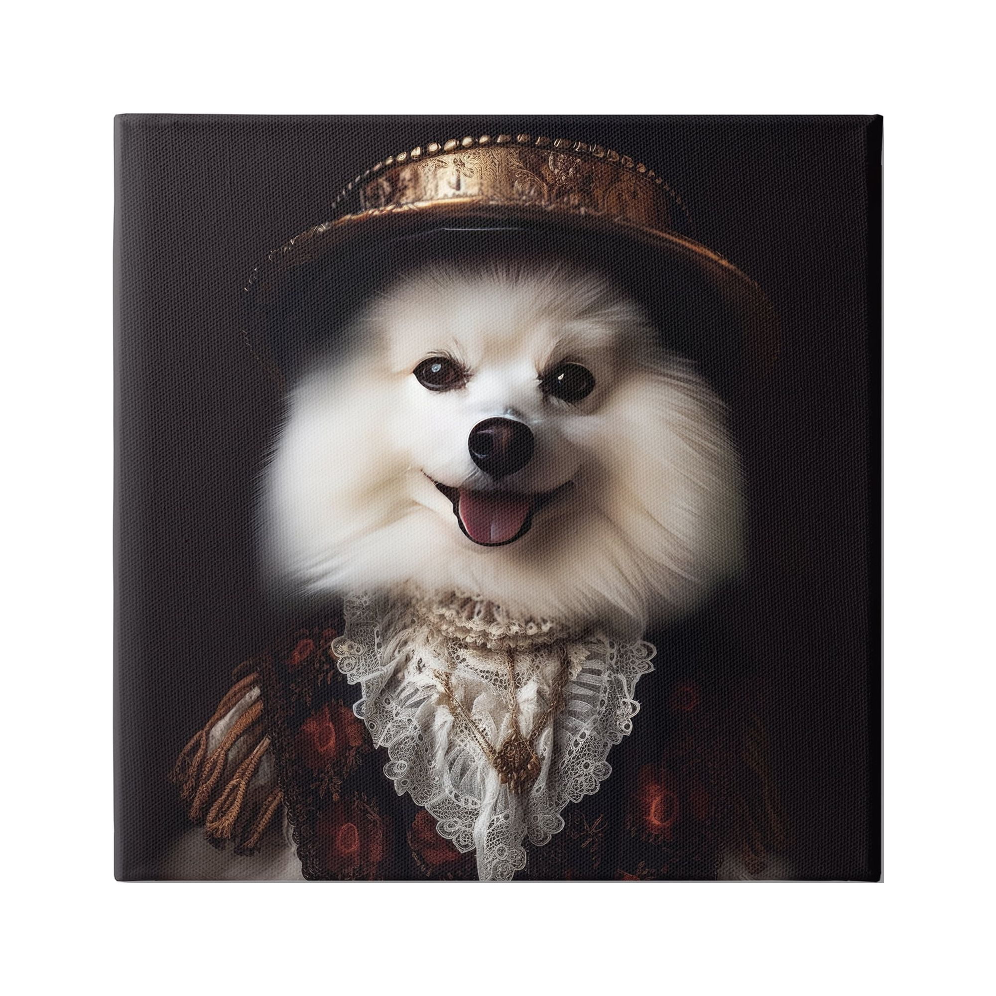 Stupell Industries Charming White Dog Outfit Animals & Insects Painting Gallery Wrapped Canvas Art Print Wall Art, 17 x 17