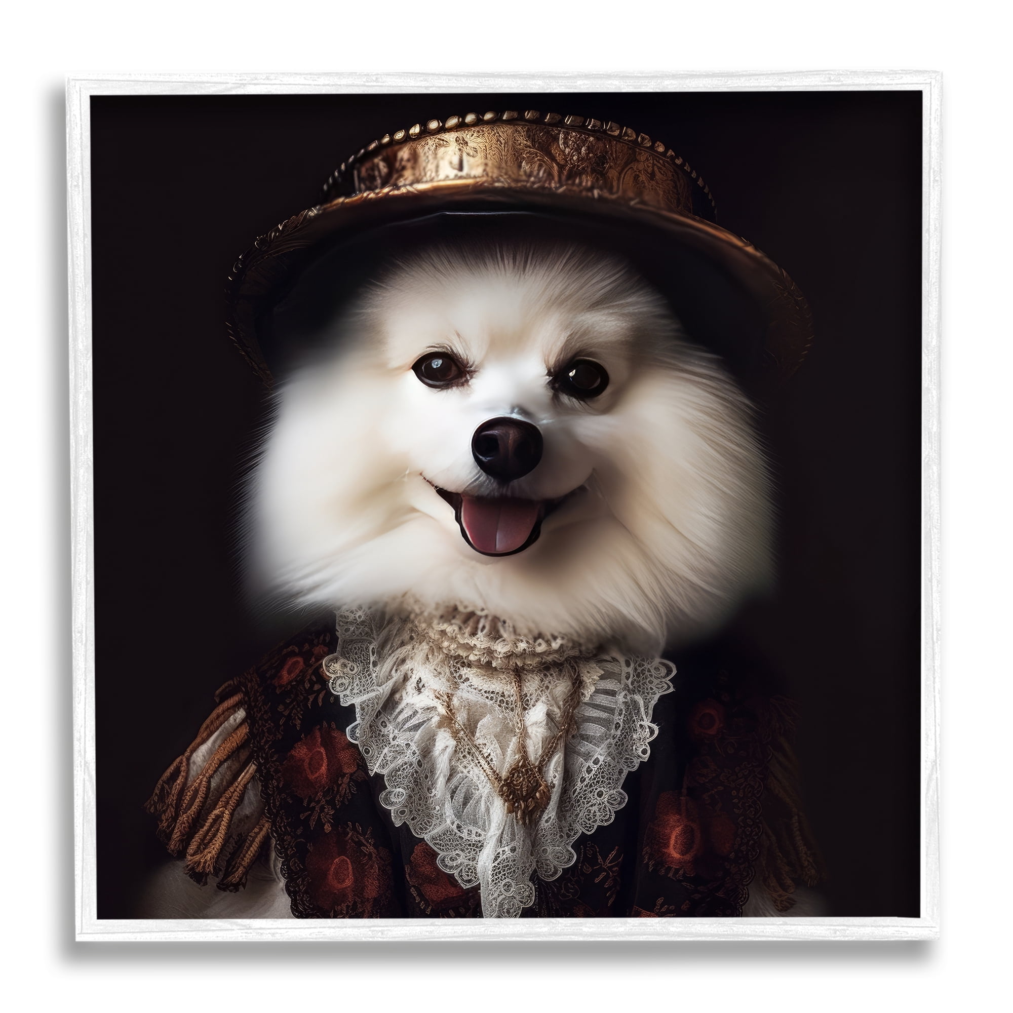 Stupell Industries Charming White Dog Outfit Animals & Insects Painting White Framed Art Print Wall Art, 24 x 24