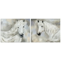 Stupell Industries Charming White Horses Animals Painting Wrapped Canvas Art Print Wall Art, 20 x 16, Set of 2