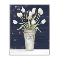 Stupell Industries Charming White Tulip Bouquet over Rustic Blue Design by Cindy Jacobs