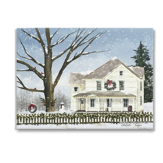 Stupell Industries Charming Winter Neighborhood Landscape Painting Gallery Wrapped Canvas Art Print Wall Art, 48 x 36