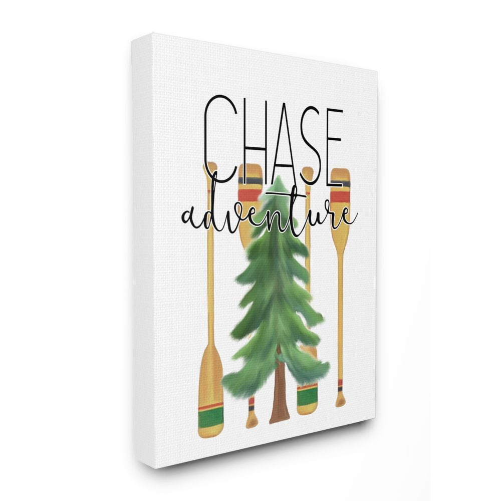 Stupell Industries Chase Adventures Phrase Trees Oars Motivational Graphic Art Canvas Wall Art Design by Kim Allen, 30" x 40"